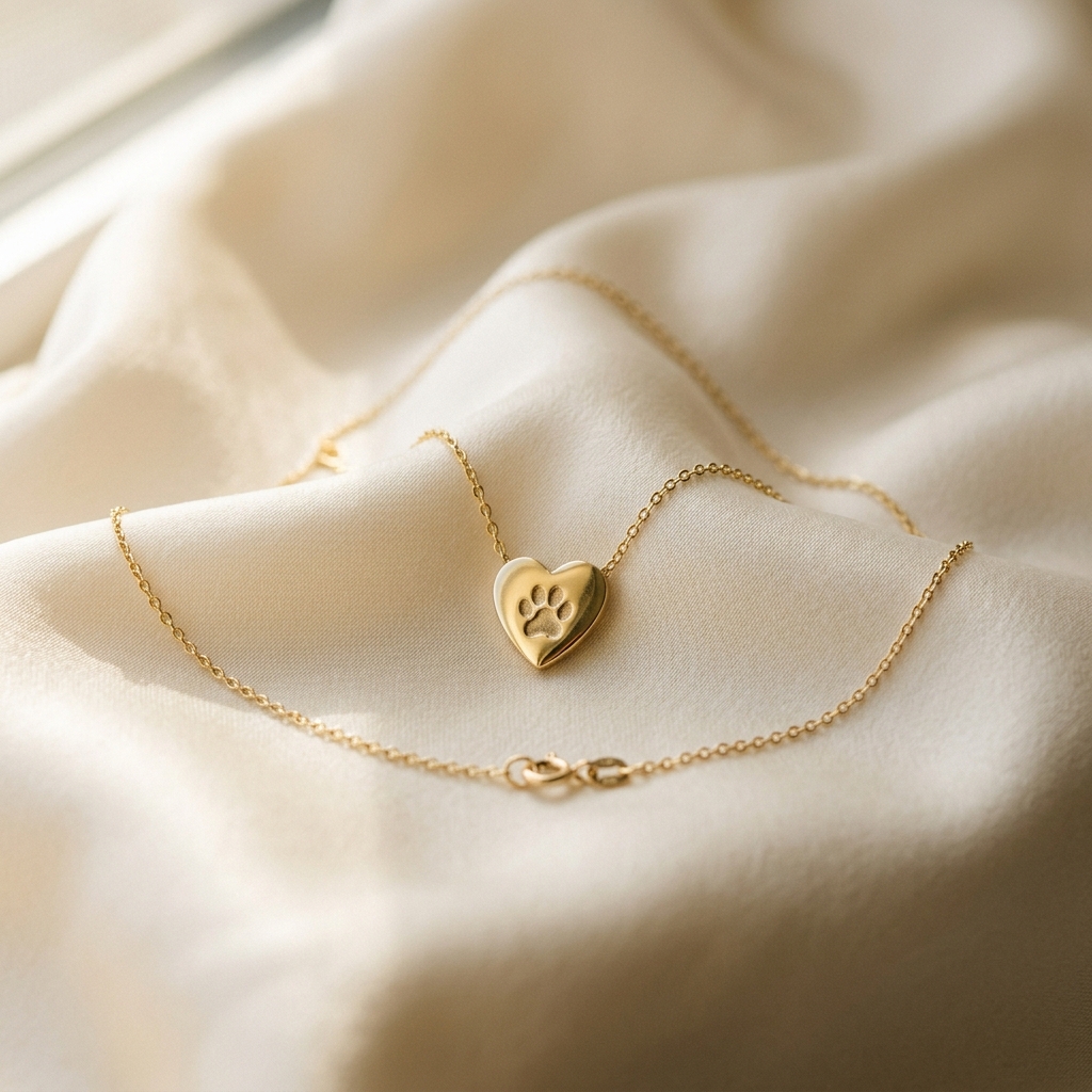 Engraved paw print necklace